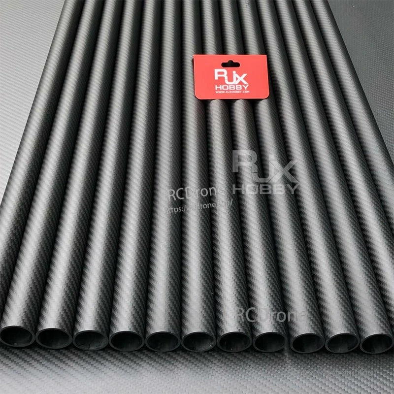 Bundle of RJXHOBBY 3K carbon fiber round tubes with twill weave finish and hollow ends