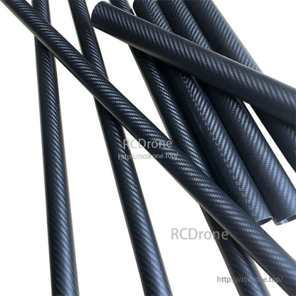 RJXHOBBY 3K Carbon Fiber Round Tube, Multiple 3K carbon fiber round tubes with twill weave finish, 1200mm length, in assorted diameters