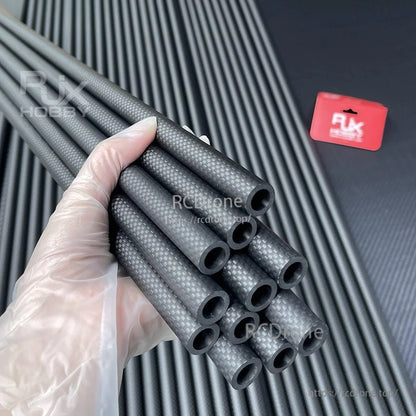 Bundle of RJXHOBBY 3K carbon fiber round tubes with twill weave finish, multiple hollow diameters