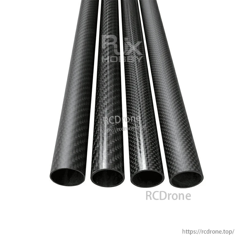 RJXHOBBY 3K carbon fiber round tube set with glossy woven finish, hollow lightweight tubing for DIY builds