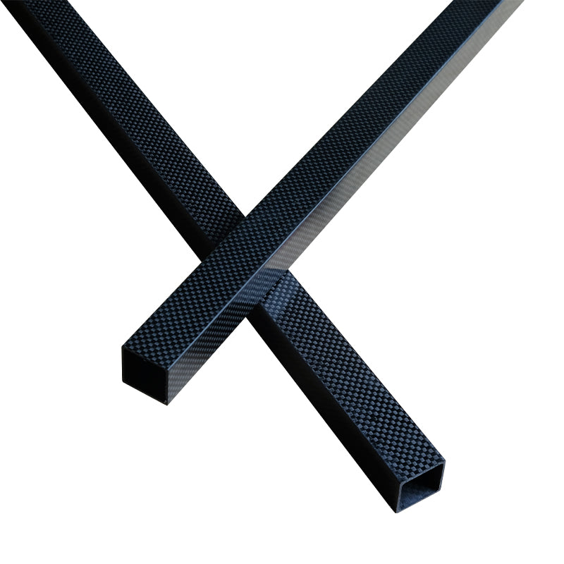 RJXHOBBY 3K Carbon Fiber Square Tube, Black carbon fiber square tube with woven 3K pattern finish, hollow profile, for RC and DIY builds