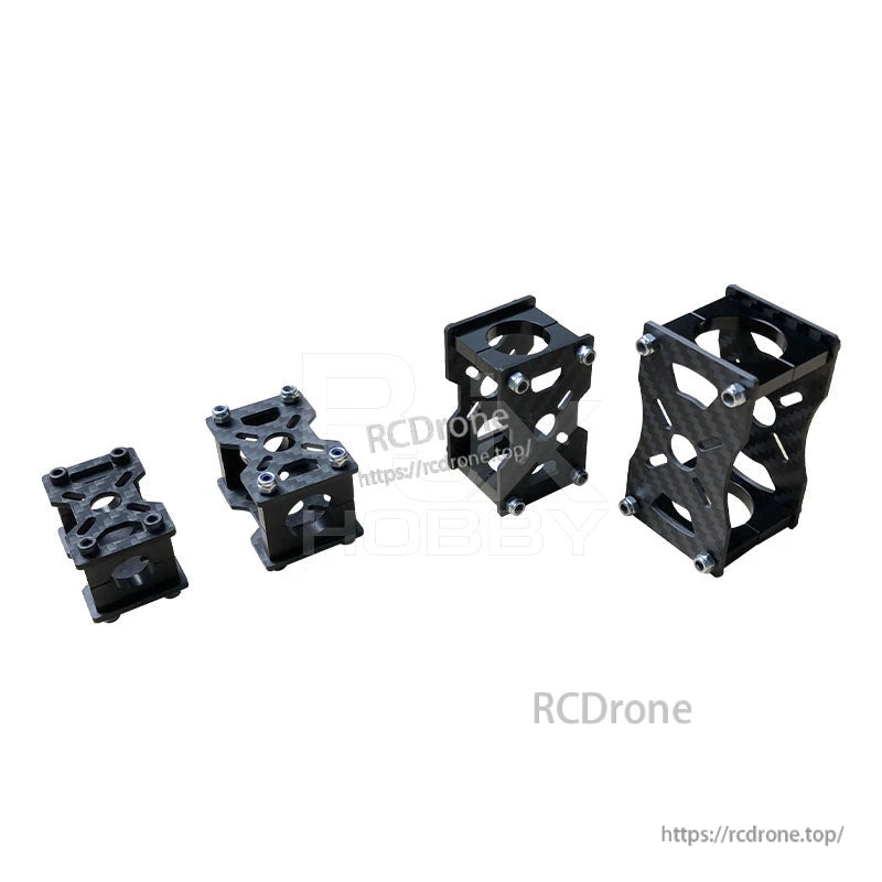 Carbon fiber tube clamp and motor mount fixture bracket set with aluminum hardware for RC drone builds