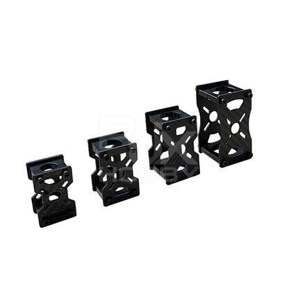 Set of black carbon fiber tube clamp motor mount fixture brackets with bolt-together design and cutout sides