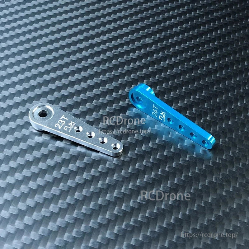 RJXHOBBY 3PCS Metal Servo Arm, Blue and silver metal servo arms with multiple linkage holes, marked 24T and 23T, for RC servo setups