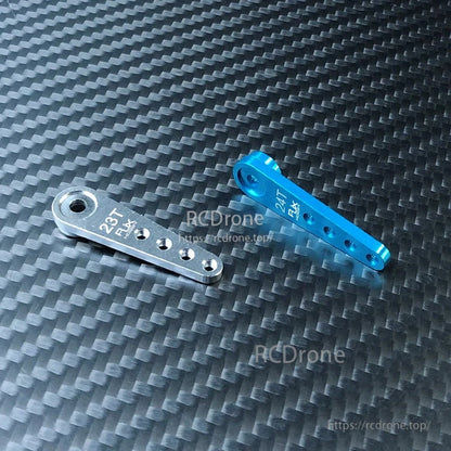 RJXHOBBY 3PCS Metal Servo Arm, Blue and silver metal servo arms with multiple linkage holes, marked 24T and 23T, for RC servo setups