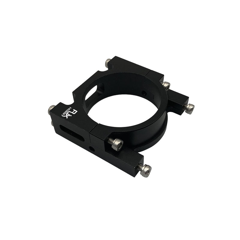 Black RJXHOBBY 40mm aluminum clip tube clamp with ring mount and four screw fasteners