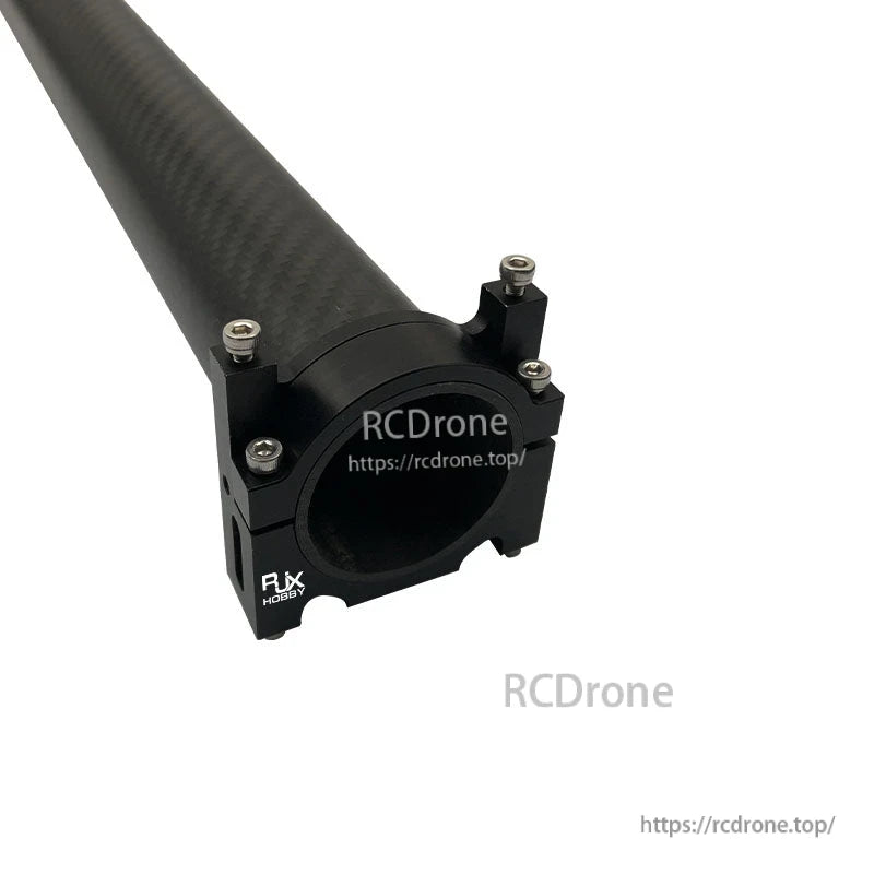 RJXHOBBY 40mm aluminum clip tube clamp mounted on a carbon fiber tube with four hex bolts
