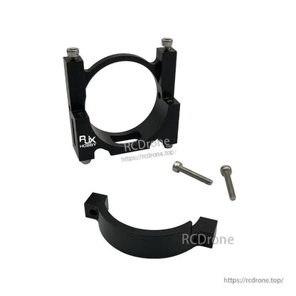 Black aluminum 40mm clip pipe/tube clamp with two-piece bracket design and mounting screws