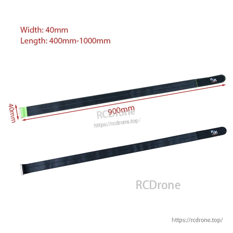 RJXHOBBY 40mm Kevlar battery strap with metal buckle, shown at 900mm length and 40mm width