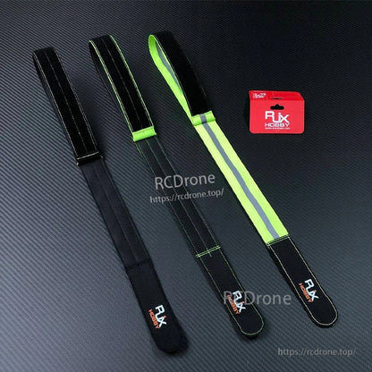 RJXHOBBY 40mm Kevlar battery strap set in black with green accents and hook-and-loop closure