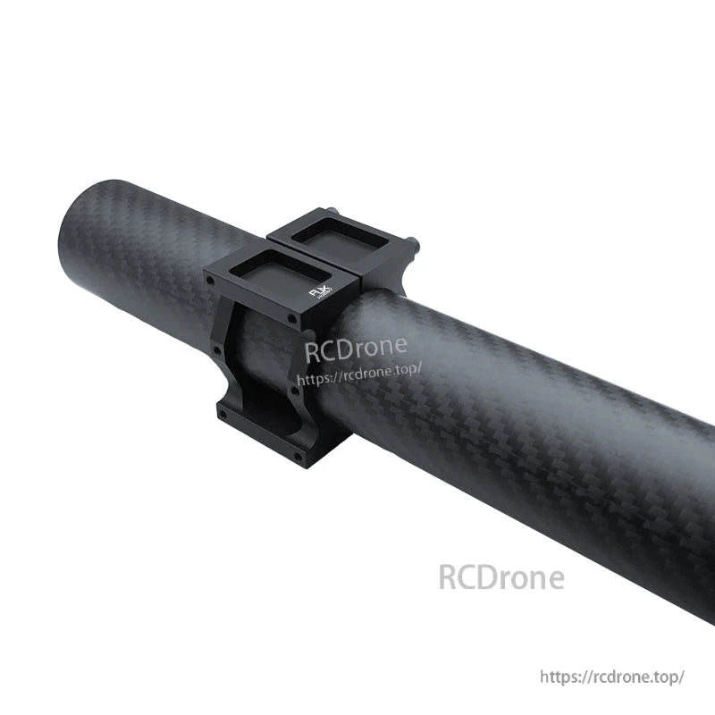 40mm pipe clip tubing clamp mounted on a carbon fiber tube, fixed joint bracket with dual rectangular slots