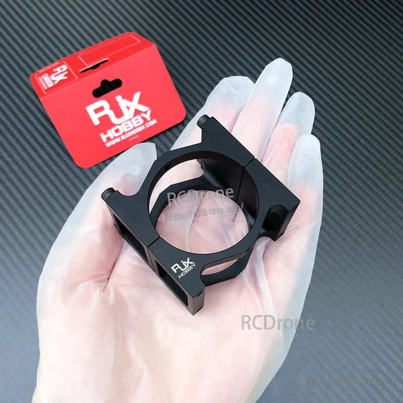 RJXHOBBY black 40mm pipe clip clamp for carbon tube mounting, with split ring and bolt holes
