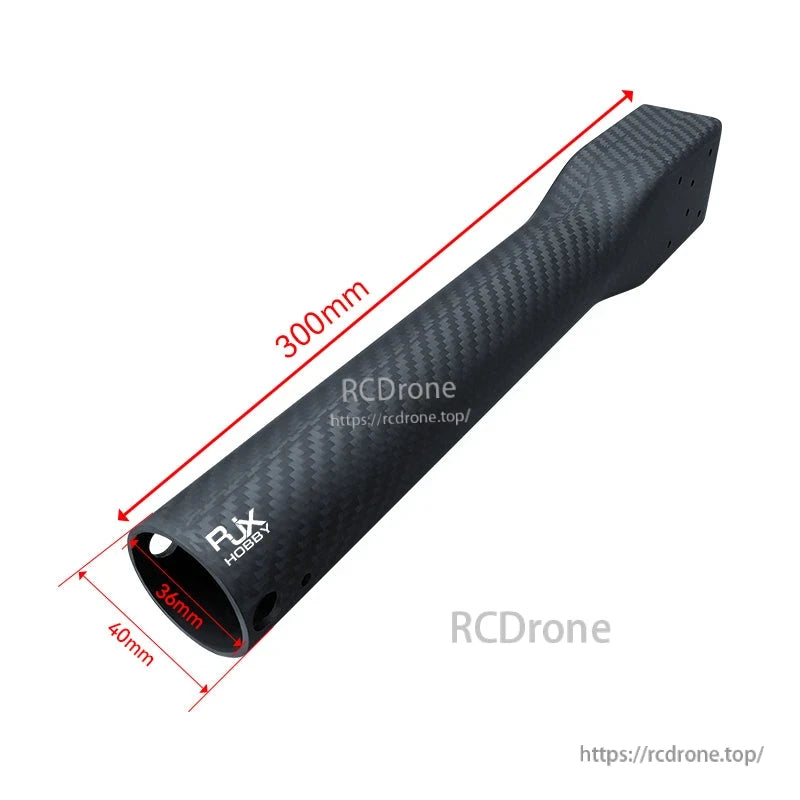 RJXHOBBY 300mm carbon fiber arm for plant protection UAV, 40x36mm profile with D40mm tube and mounting holes