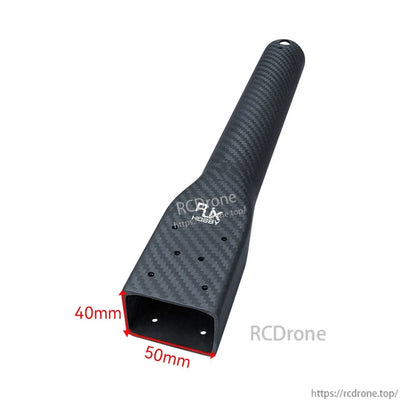 RJXHOBBY carbon fiber arm for plant protection UAV with tapered round tube and 40mm by 50mm rectangular mounting end.