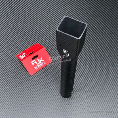 RJXHOBBY carbon fiber UAV arm with square mounting end and round tube design on carbon-pattern background