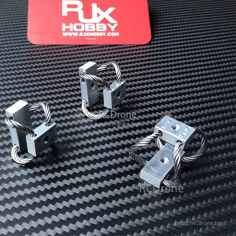 RJXHOBBY M3 steel wire rope isolator dampeners with metal blocks and cable loops for UAV gimbal mounts