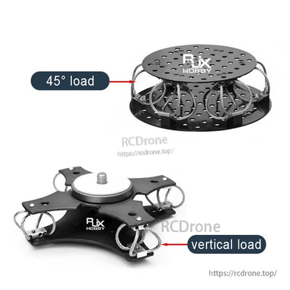 RJXHOBBY M3 wire rope vibration isolator gimbal mount with round plates, labeled 45° and vertical load