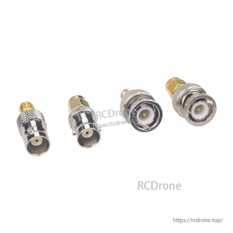 Set of four SMA to BNC RF coaxial adapters with gold-plated pins, mixed male and female connectors