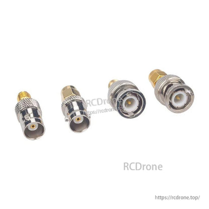 Set of four SMA to BNC RF coaxial adapters with gold-plated pins, mixed male and female connectors