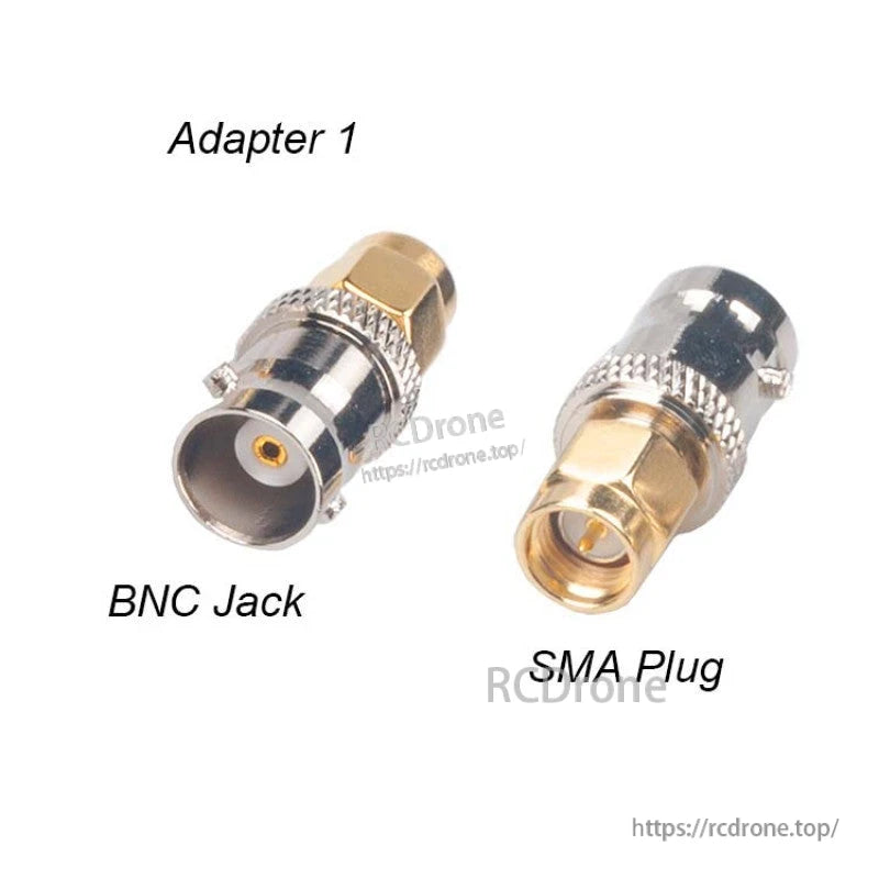 SMA plug to BNC jack RF coaxial adapter with gold-plated center pin and knurled grip body