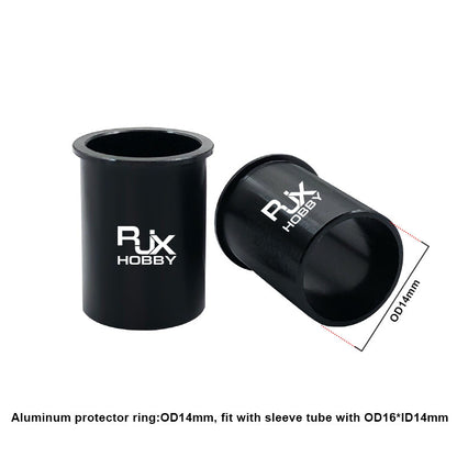 RJXHOBBY aluminum inner protector sleeve ring with flange, OD14mm, for carbon tube RC landing gear