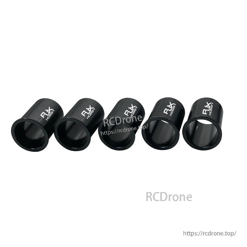 Five black RJX Hobby aluminum inner protector sleeve rings for carbon tube RC landing gear