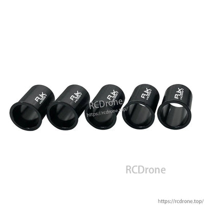 Five black RJX Hobby aluminum inner protector sleeve rings for carbon tube RC landing gear