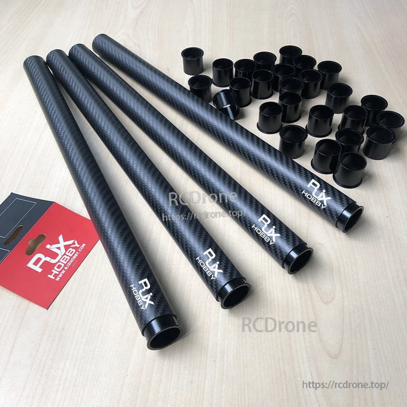 RJXHOBBY carbon fiber landing gear tubes with black inner protector sleeve rings for RC carbon tubes