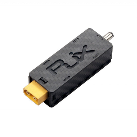 RJXHOBBY 7.4V BEC module with XT60 power input and barrel connector, carbon-fiber look case