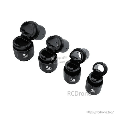 RJXHOBBY aluminum folding arm tube joint clamps for FPV multirotor drone arms, black hinged mounts