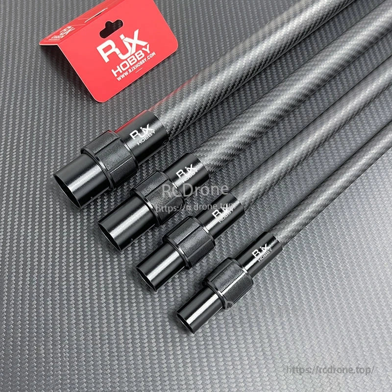 RJXHOBBY aluminum alloy folding arm tube joint attached to carbon fiber drone arm tubes, black clamp ends