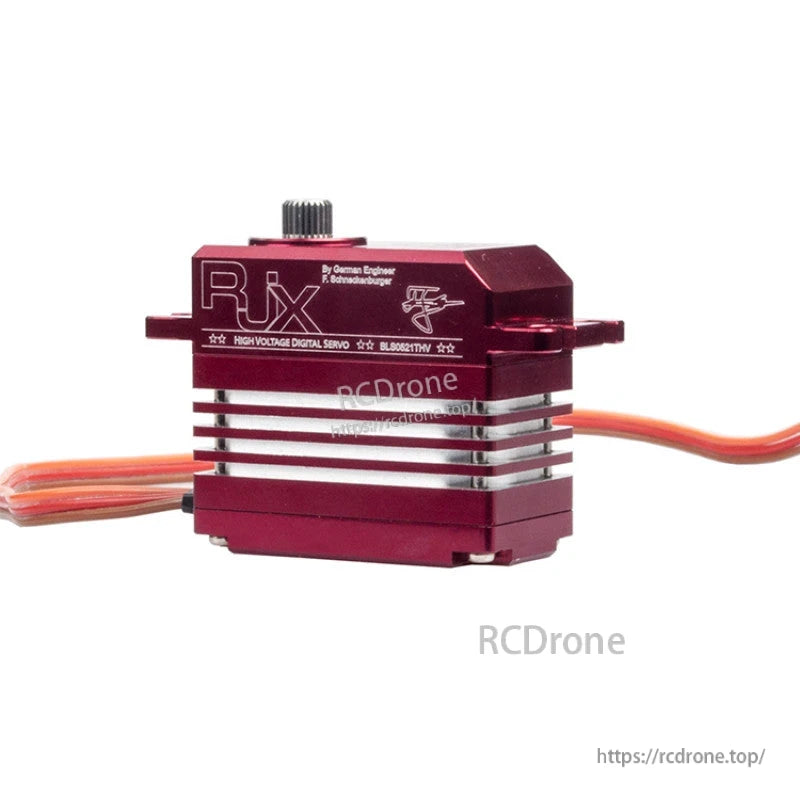RJXHOBBY BLS0521THV high-voltage digital tail servo in red aluminum case with cooling fins and lead wire