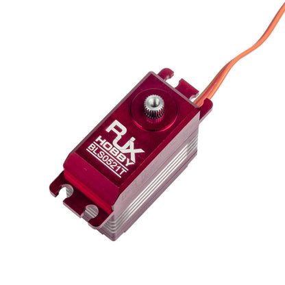 RJXHOBBY BLS0521T red brushless digital HV tail servo with metal output spline and 3-wire lead