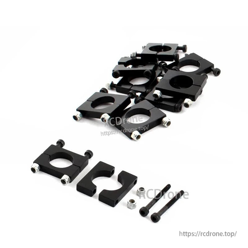 RJXHOBBY Black Anodized Aluminum Pipe Clamp, Black anodized aluminum split pipe clamp set with bolts and nuts, multiple sizes for round tube mounting