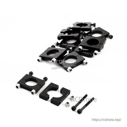 RJXHOBBY Black Anodized Aluminum Pipe Clamp, Black anodized aluminum split pipe clamp set with bolts and nuts, multiple sizes for round tube mounting