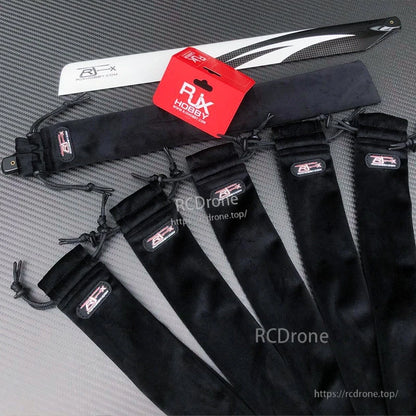 RJXHOBBY Blades and Propeller Protection Cover, RJXHOBBY black fabric rotor blade/propeller protection covers with drawstring closures and RJX logos