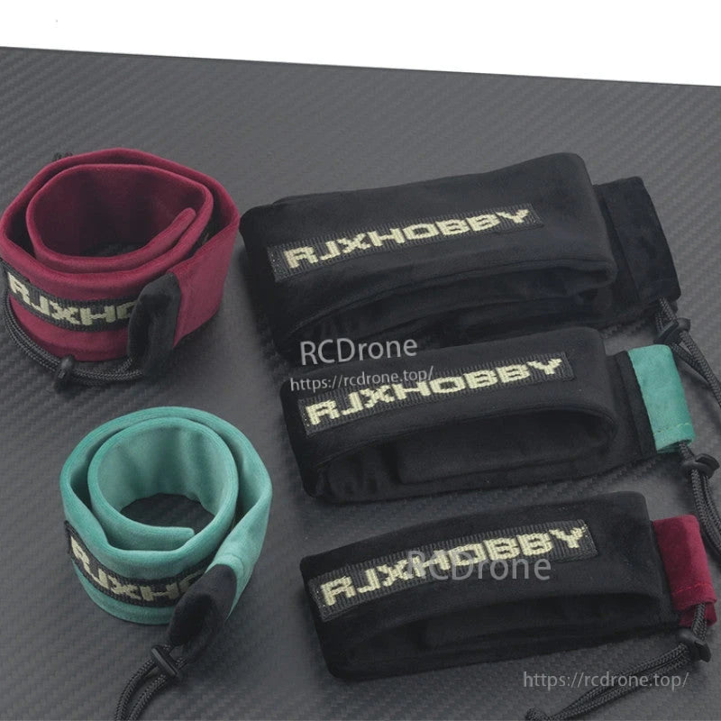 RJXHOBBY Blades and Propeller Protection Cover, RJXHOBBY padded blade and propeller protection covers with drawstring ends in black, red, and teal