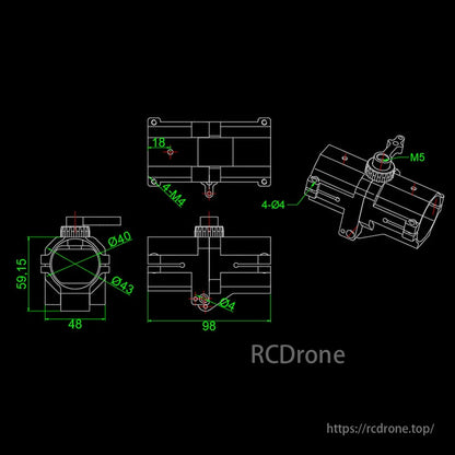 RJXHOBBY CNC aluminium 40 mm drone-armbuis opvouwbare dwarsconnector voor plantbescherming UAV-multicopter