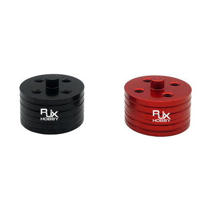 RJXHOBBY CW/CCW quick release propeller mounts in black and red with center post and bolt holes
