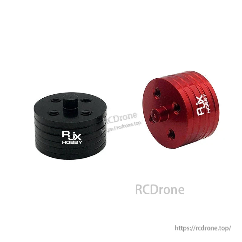 RJXHOBBY CW/CCW Quick Release Propeller Mount, Red and black RJXHOBBY quick-release propeller mount hubs with threaded holes and raised center posts