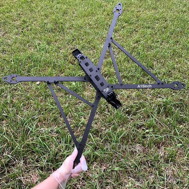 RJXHOBBY Carbon Fiber 15 Inch FPV Frame, A 15-inch long endurance RC frame kit for FPV racing drones with composite material and carbon fiber/metal hardware.
