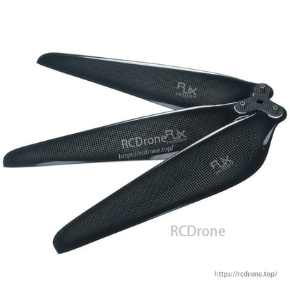 RJXHOBBY carbon fiber folding propeller with three black textured blades and compact hub for multirotor drones