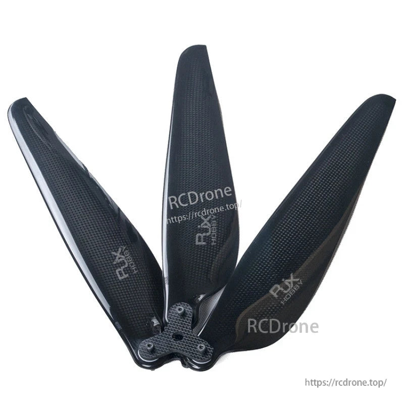 RJXHOBBY Carbon Fiber Folding Propeller, RJXHOBBY black carbon fiber folding propeller with three blades and folding hub assembly