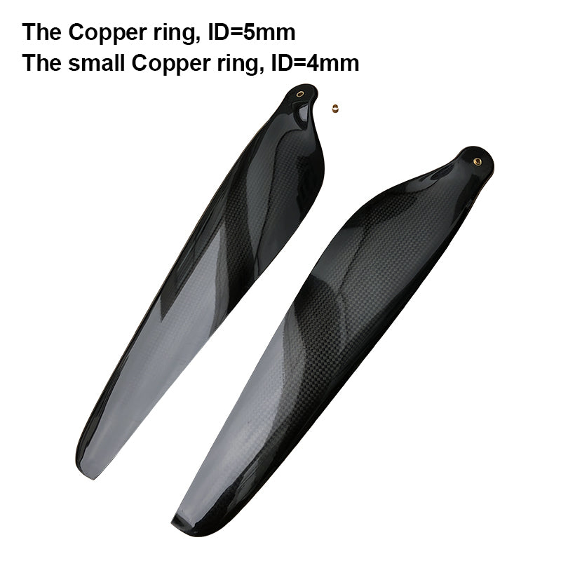 RJXHOBBY carbon fiber folding propeller blades with copper rings, 5mm and 4mm ID bushings