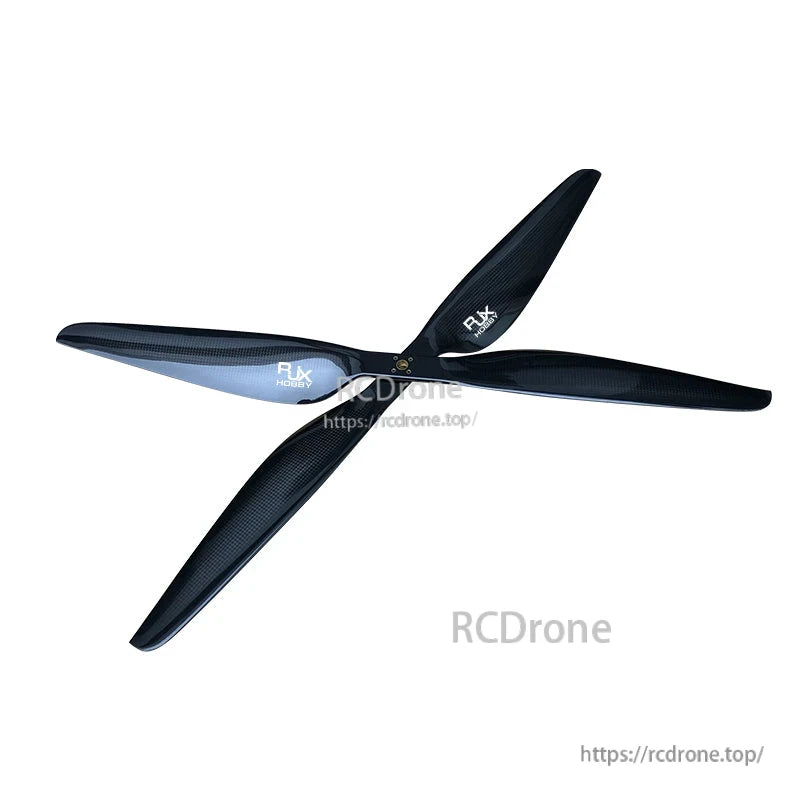 RJXHOBBY Carbon Fiber Propeller, RJXHOBBY carbon fiber 4-blade propeller with black weave finish and center hub mounting holes