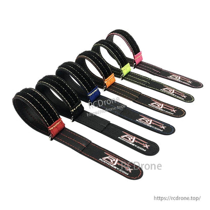 RJXHOBBY Kevlar battery straps with hook-and-loop closure, metal buckle, and color stitched edges