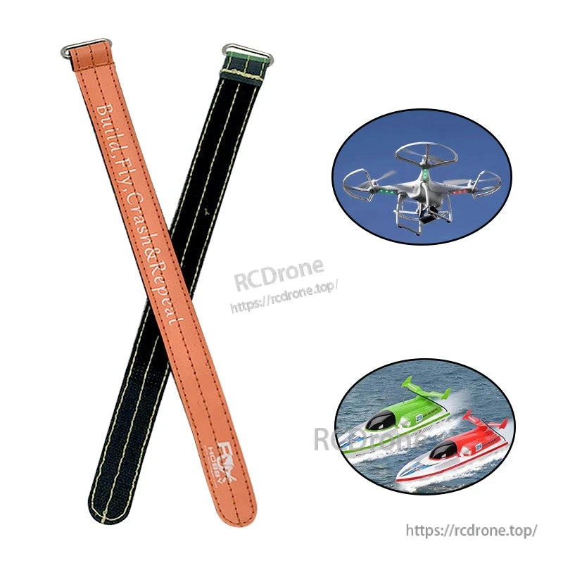 RJXHOBBY Kevlar Stitched Battery Strap, RJXHOBBY stitched battery straps with metal buckles, orange and black, for securing RC batteries