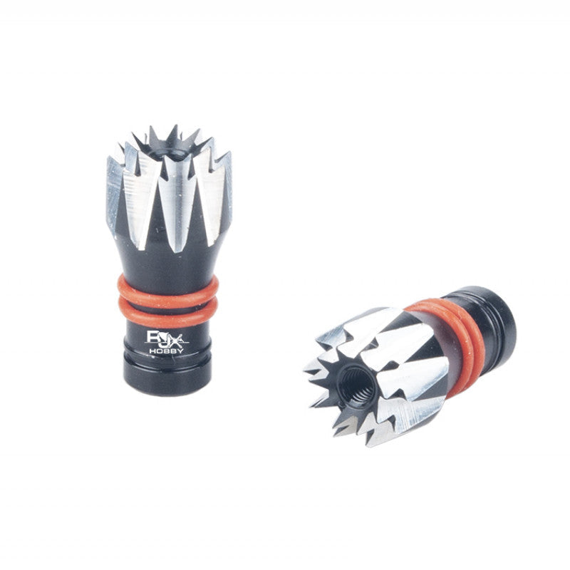 RJXHOBBY M2.5 Lotus Style Transmitter Stick, Pair of RJXHOBBY lotus-style M2.5 transmitter stick ends in black and silver with red grip rings