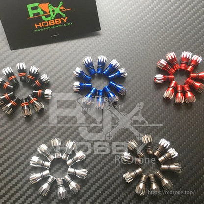 RJXHOBBY M2.5 Lotus Style Transmitter Stick, RJXHOBBY lotus-style M2.5 transmitter stick ends in red, blue, black, and silver aluminum finishes