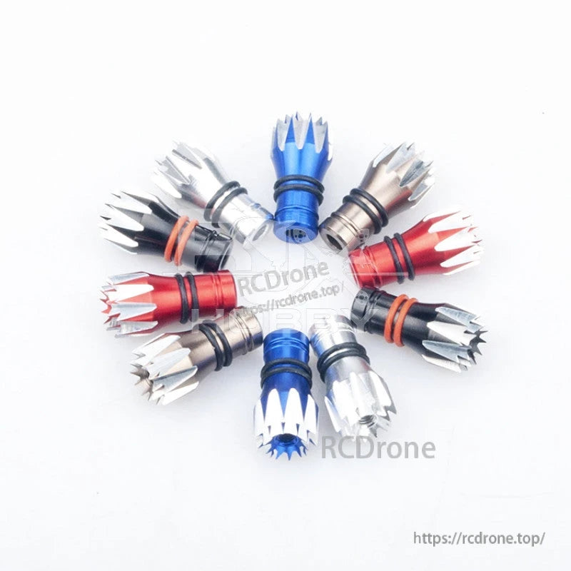 RJXHOBBY M2.5 Lotus Style Transmitter Stick, RJXHOBBY lotus-style M2.5 transmitter stick ends in red, blue, silver, and black aluminum with O-rings